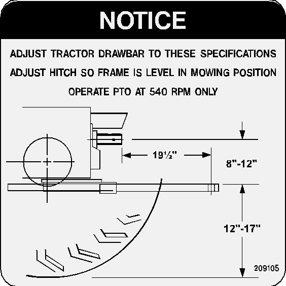 209105 - DECAL -"NOTICE" PM36 HITCH : 